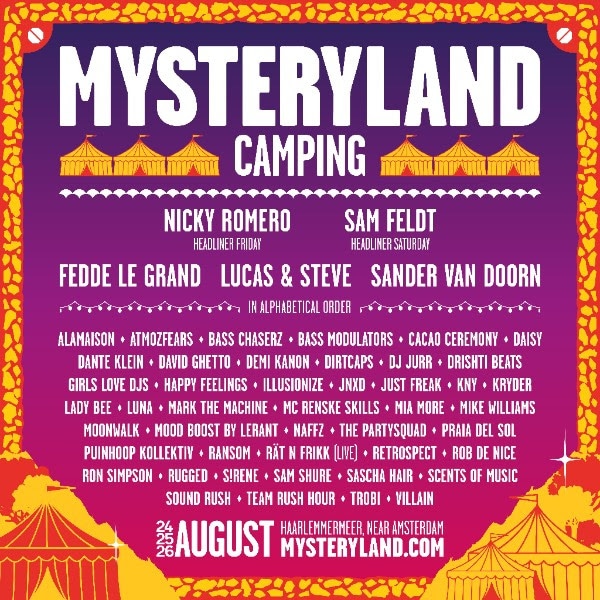 Mysteryland reveal campsite line up with Nicky Romero, Sam Feldt, Fedde