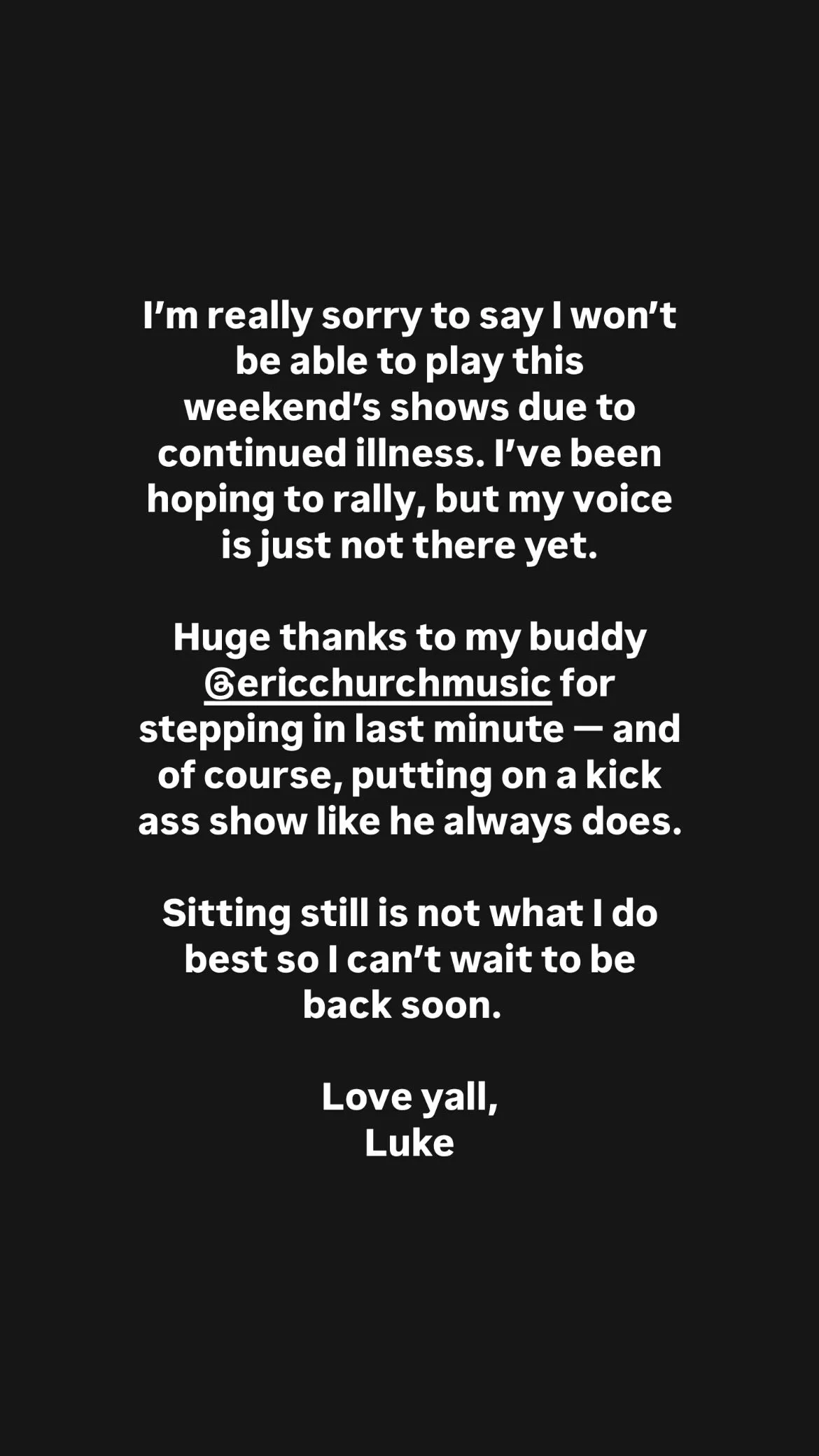 Luke Bryan illness